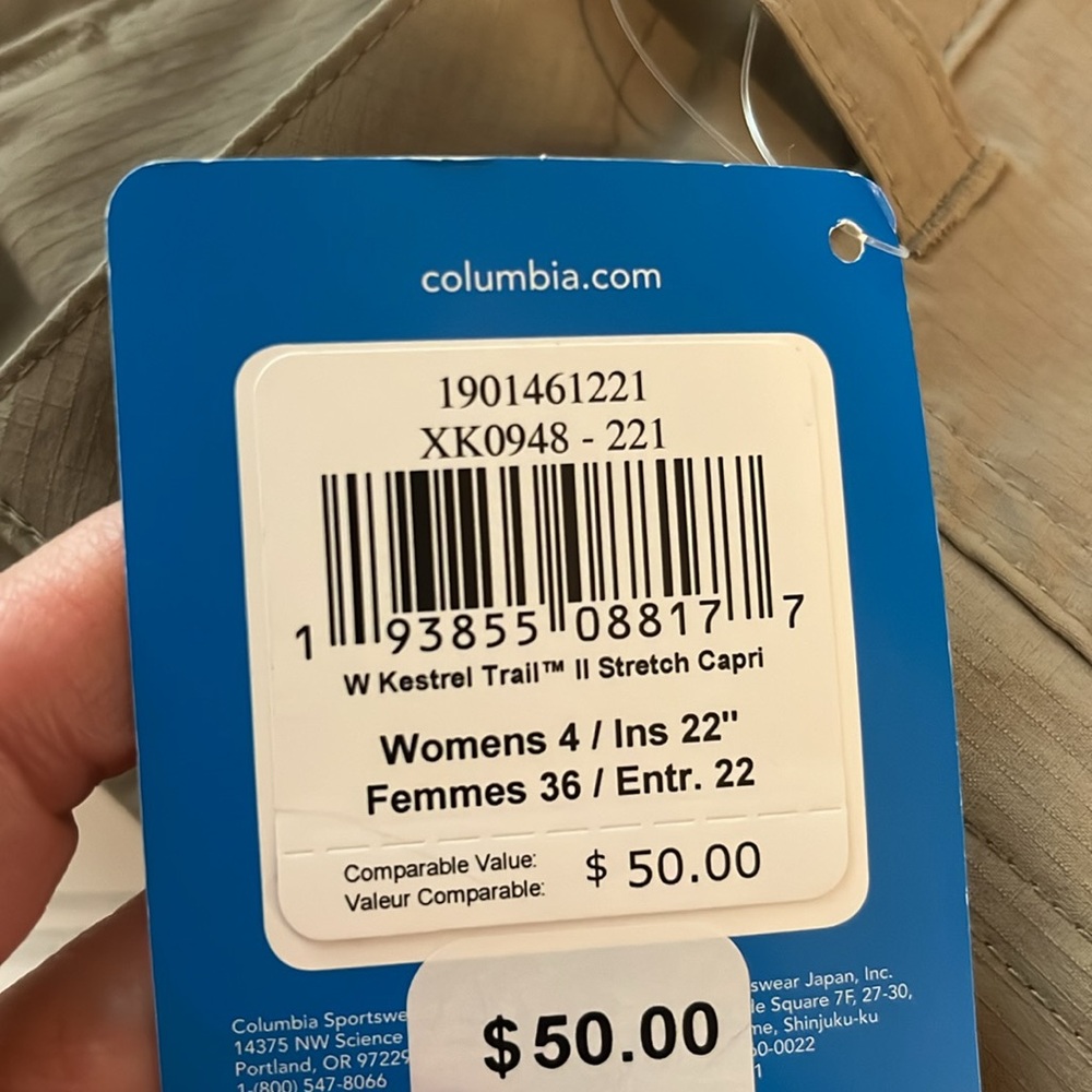 Columbia W Kestrel Trail II Women’s Capris, Size 4, Beige, NWT, OmniShield - Picture 16 of 16